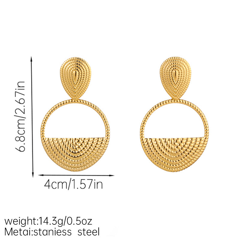 Gold Geometric Ring Earrings – Stainless Steel Trendy Jewelry for Women