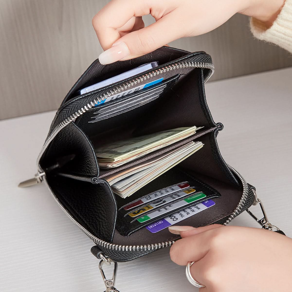 Women's Crossbody Phone Bag – Lychee Pattern PU Leather Daily Shoulder Bag