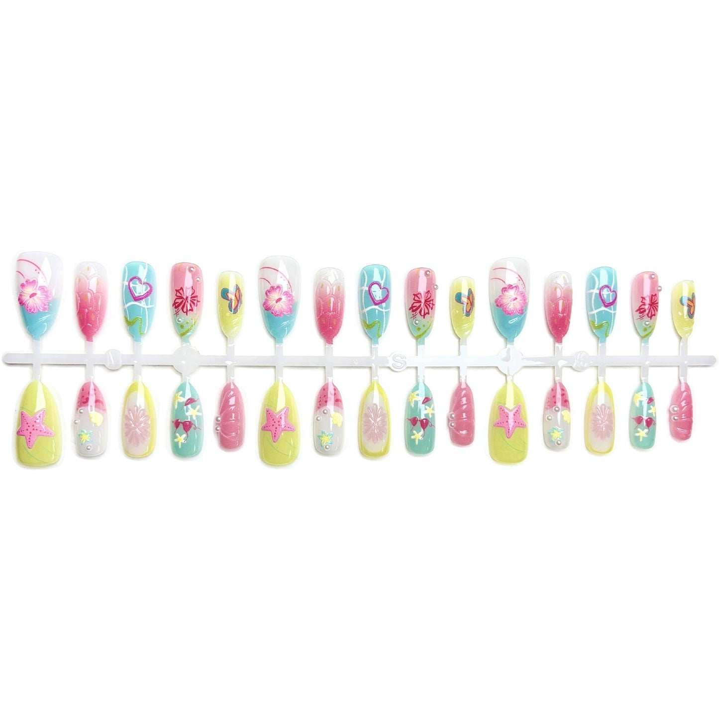 Tropical Flower Stiletto Press-On Nails – Fun Glue-on Acrylic Nails