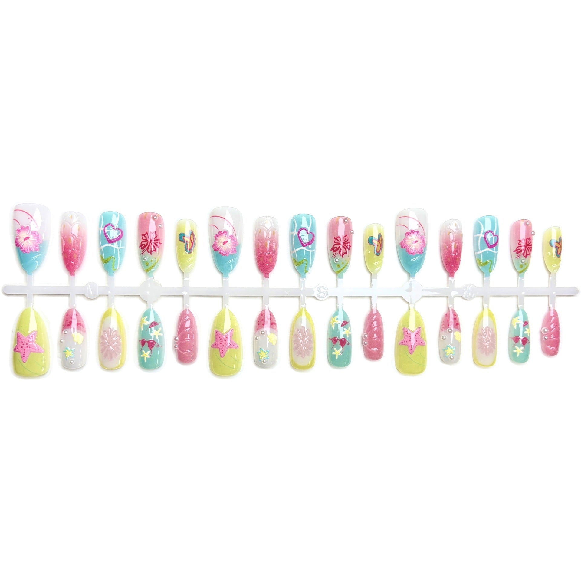 Tropical Flower Stiletto Press-On Nails – Fun Glue-on Acrylic Nails