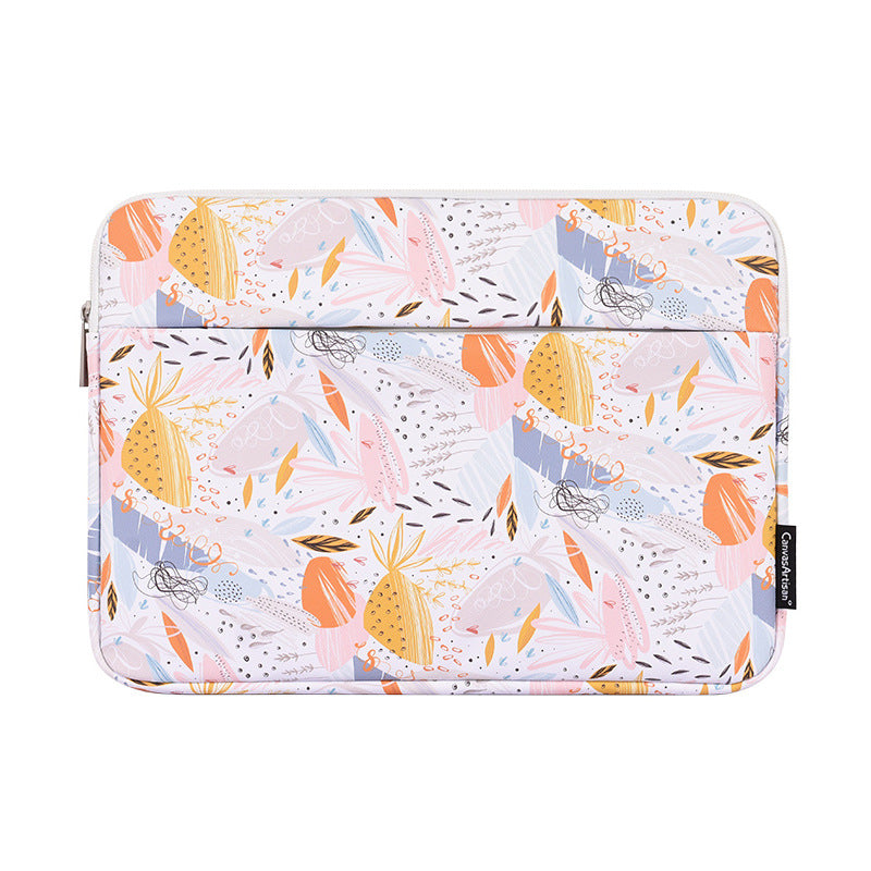 Tropical Leaves Laptop Sleeve – PU Leather Chromebook Bag with Dual Compartments