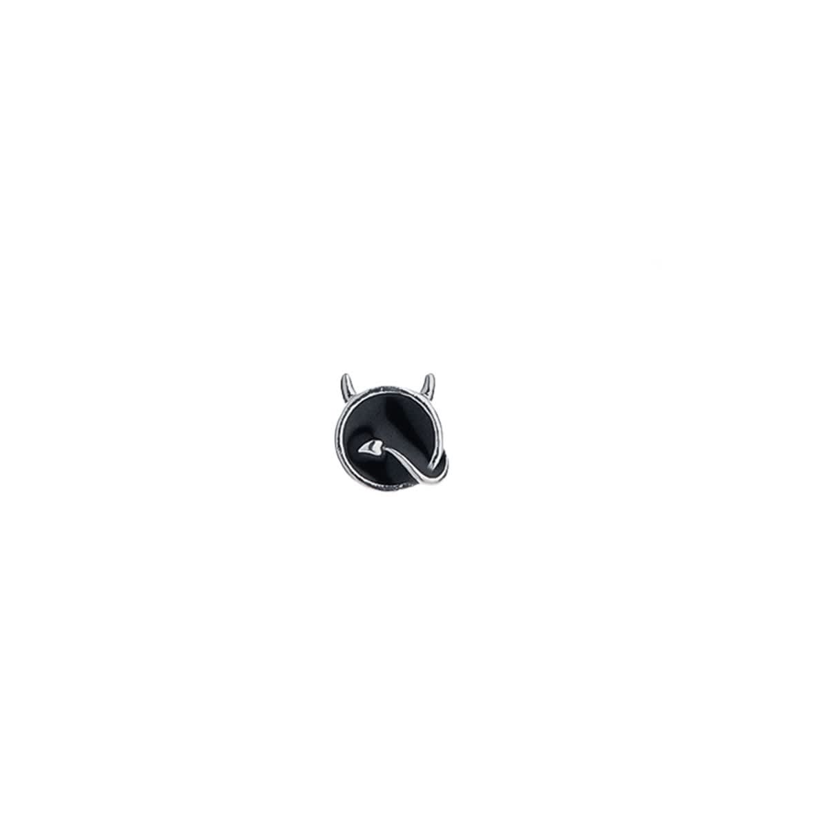 Men’s Black Devil Stud Earrings – Gothic Hip-Hop Jewelry