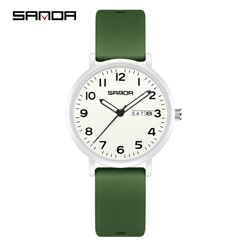 Sanda Waterproof Quartz Watch – Korean Style Silicone Sports Watch for Students
