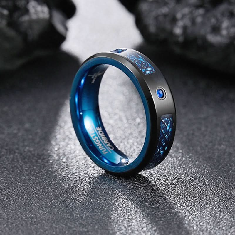 Men's Dragon Titanium Steel Ring with Zircon