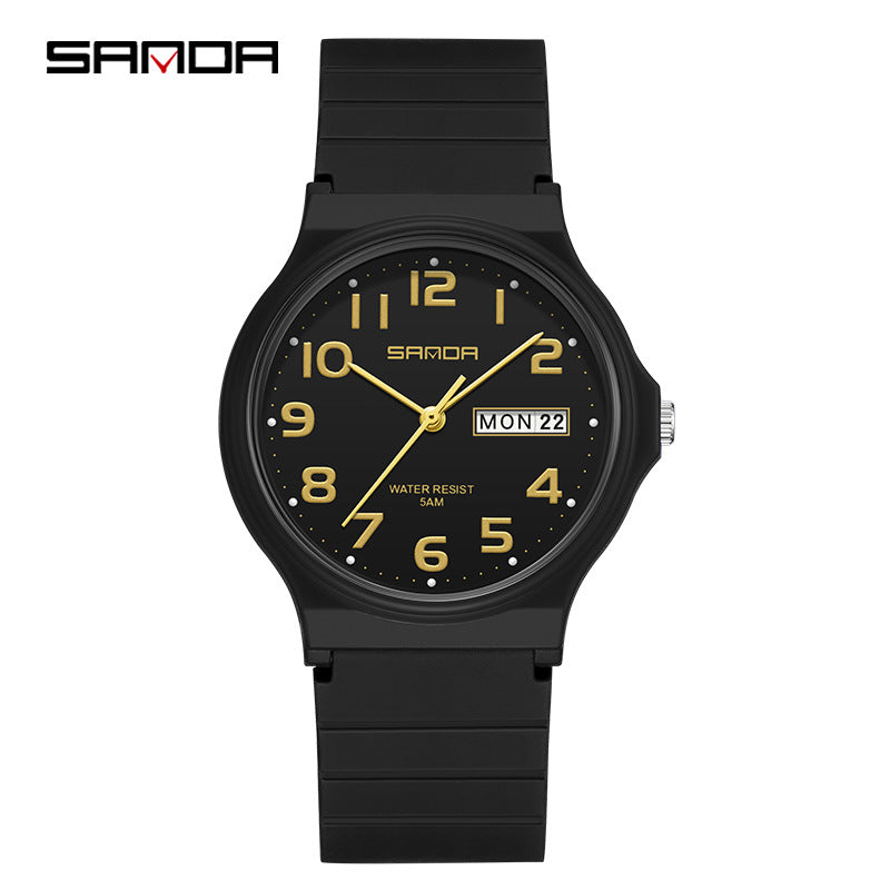 Sanda Dual Calendar Quartz Watch – Waterproof Casual Student Watch for Kids