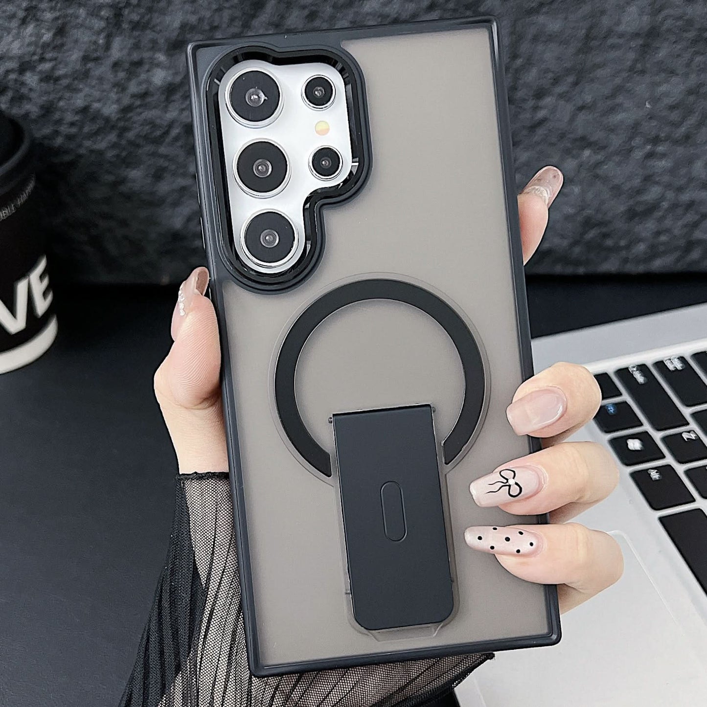 Magnetic Stand Case for Samsung S25 Series – Frosted Anti-Fall