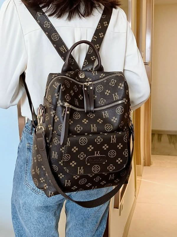 Women's PU Leather Backpack – Large-Capacity Fashion Travel & School Bag