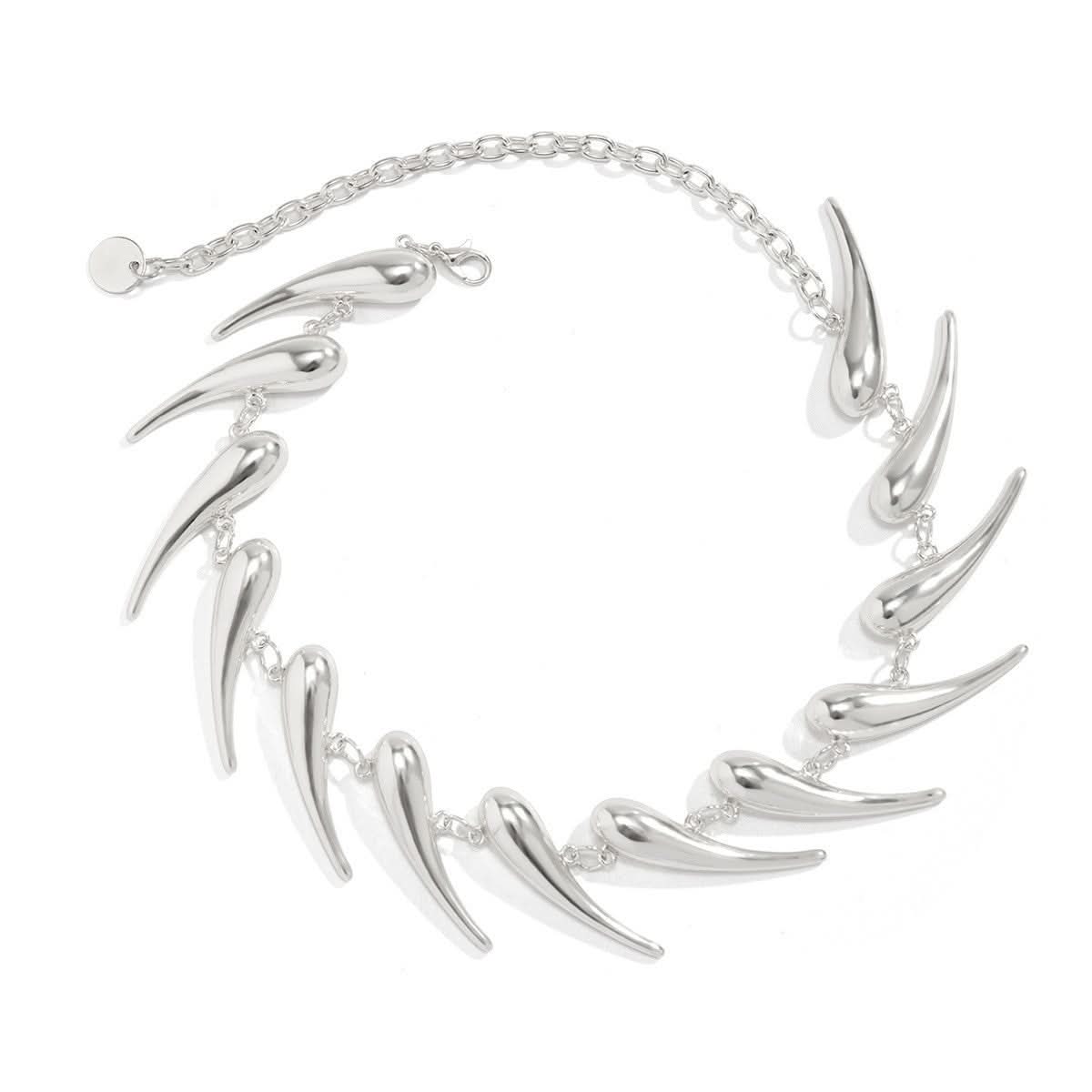Silver Water Drop Geometric Pendant Necklace