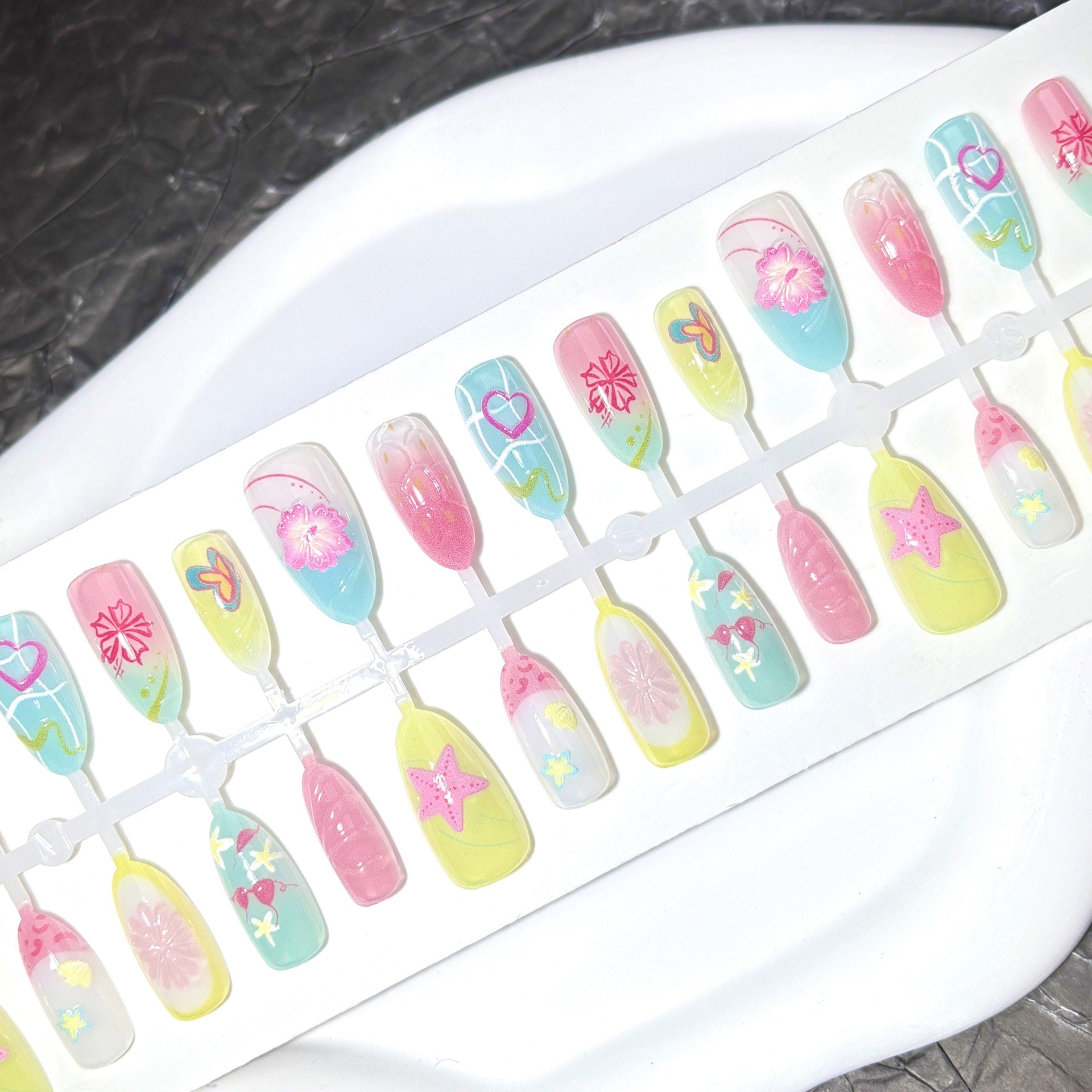 Tropical Flower Stiletto Press-On Nails – Fun Glue-on Acrylic Nails