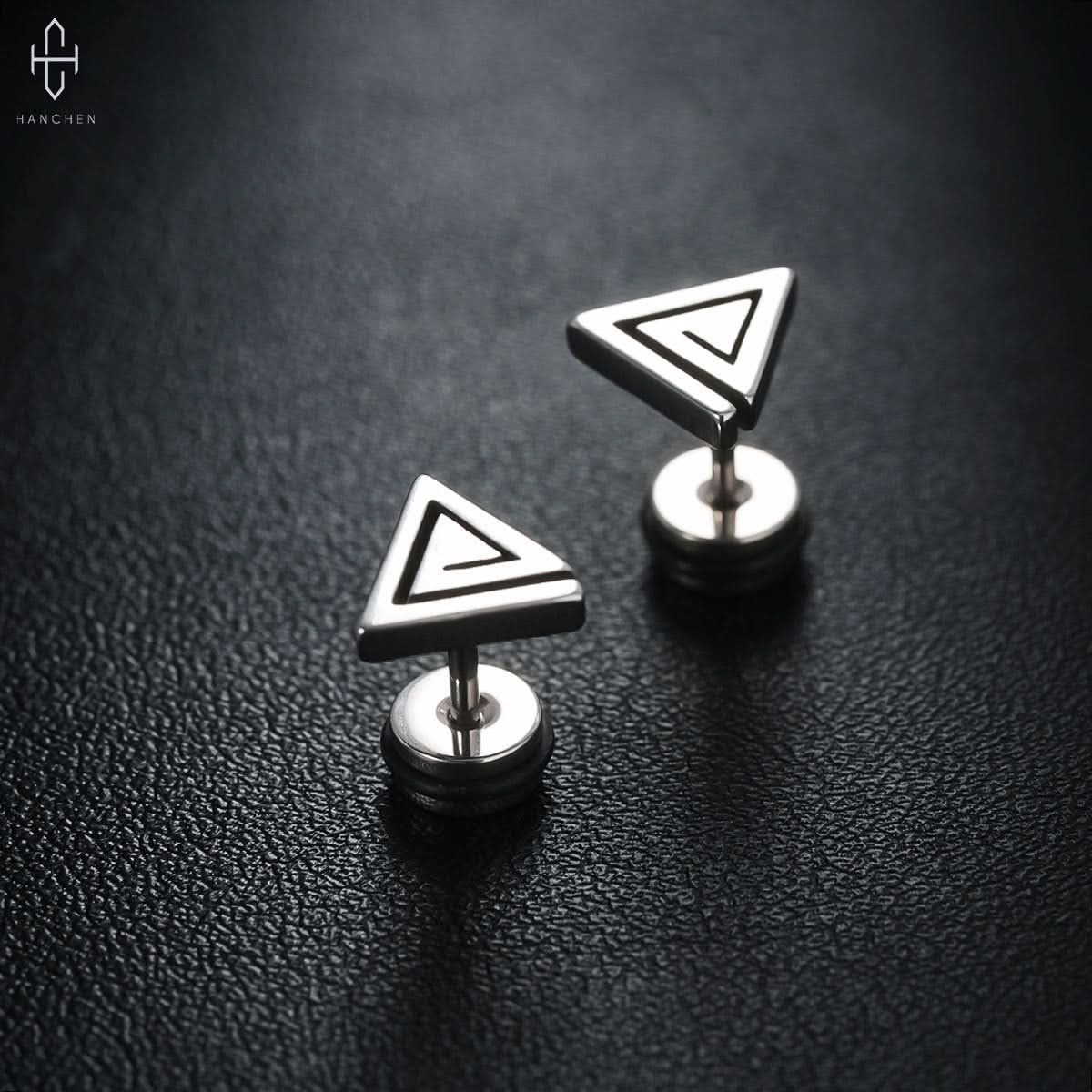 Men's Titanium Steel Triangle Stud Earrings – Unisex Fashion