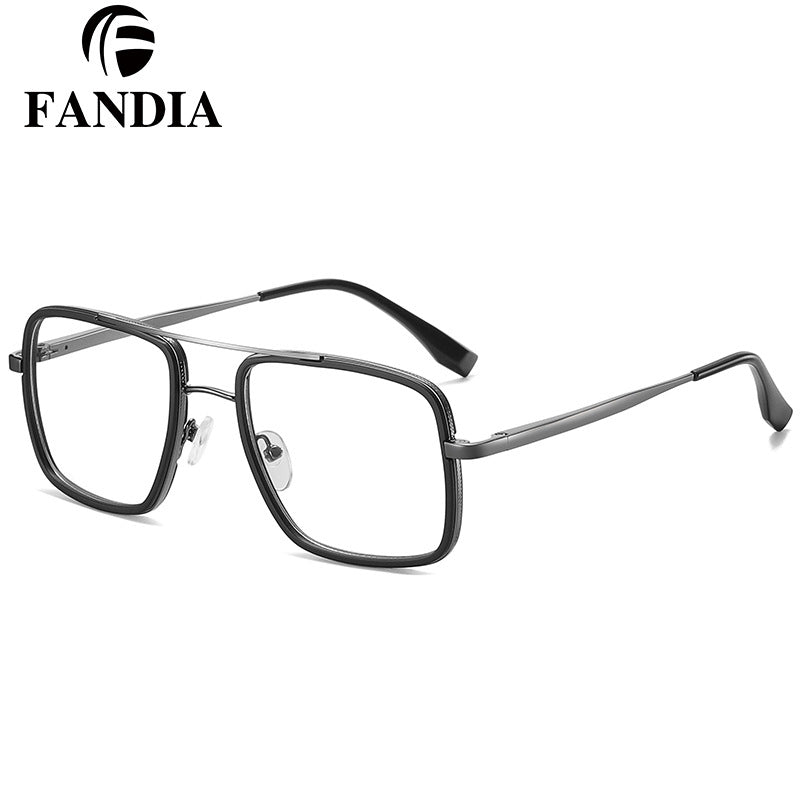 Men’s Square Frame Anti-Blue Light Glasses – Large Optical Flat Mirror UV400