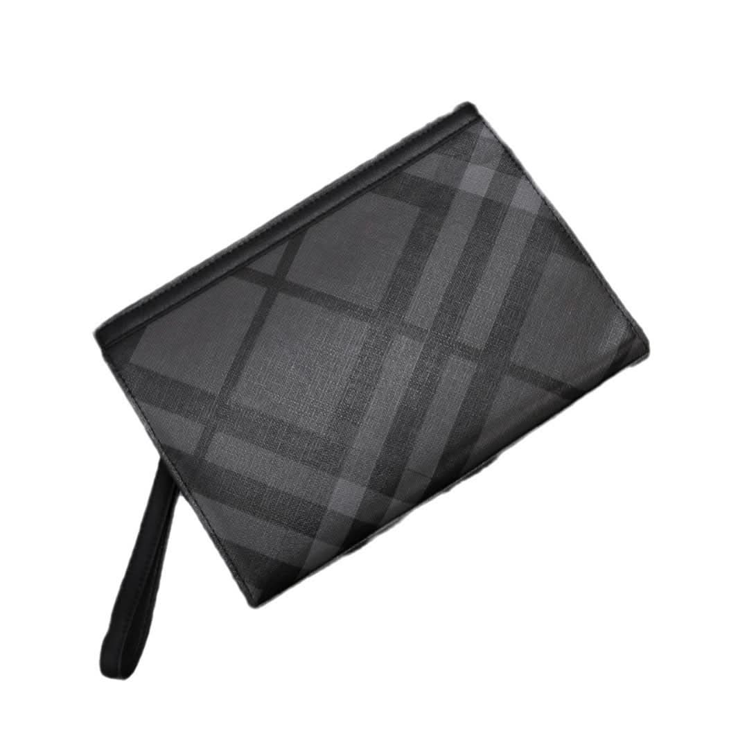 Men’s Plaid PU Leather Clutch Wallet – Business Handbag