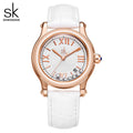 SK Women’s Quartz Watch – Elegant Round Dial, Leather Strap, 30M Waterproof Wristwatch