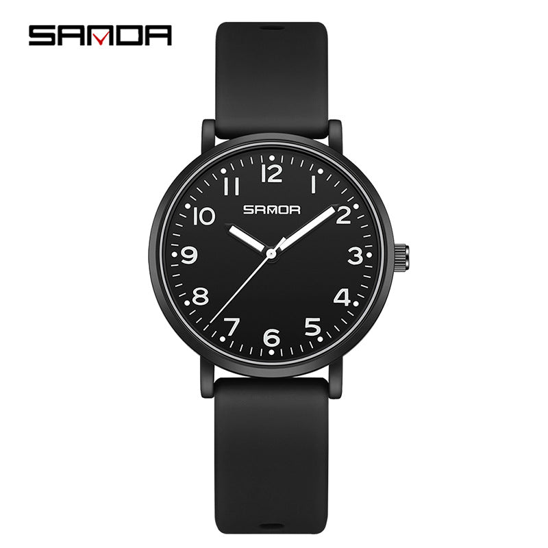 Sanda Luminous Quartz Watch – Waterproof Fashion Student Wristwatch