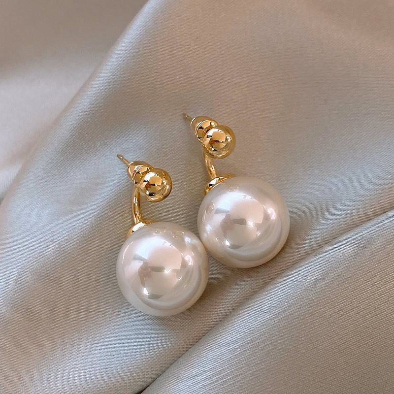 Korean Geometric Pearl Earrings for Women – Retro Silver Design