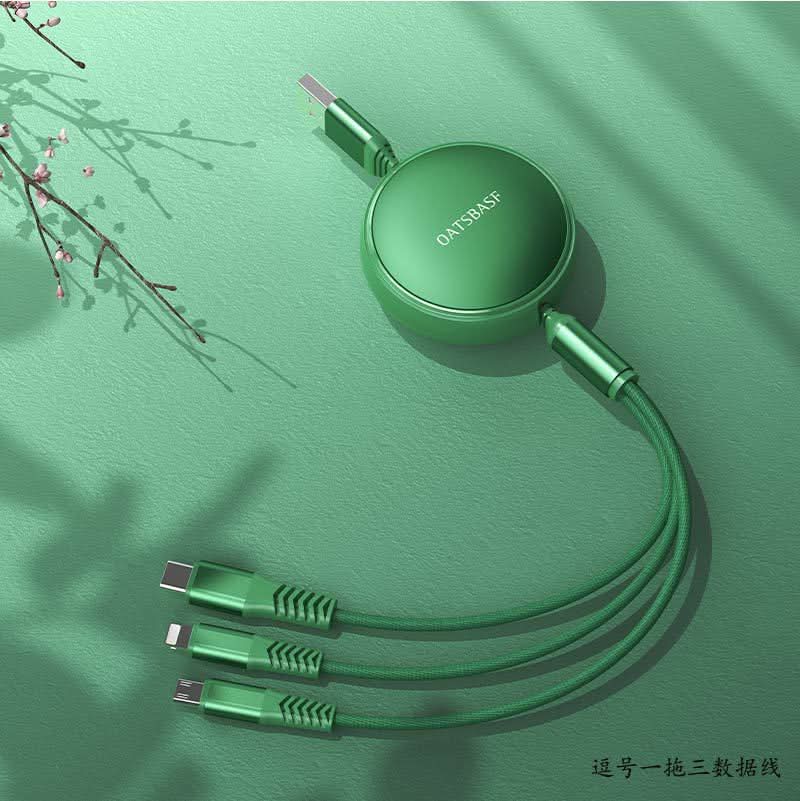 3-in-1 Retractable Charging Cable – USB to Lightning, Micro-USB