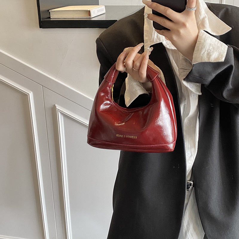 Retro Square Shoulder Handbag for Women – Solid Color PU Crossbody Bag with Zipper Closure