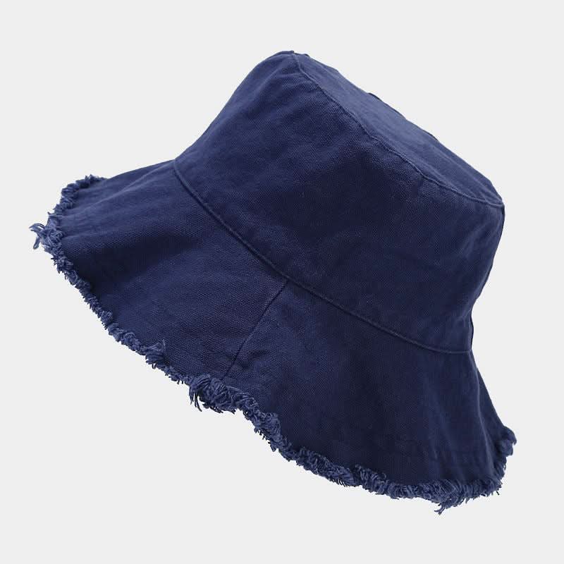 Women's Washed Cotton Bucket Hat – With Fur Edge and Hanging Rope