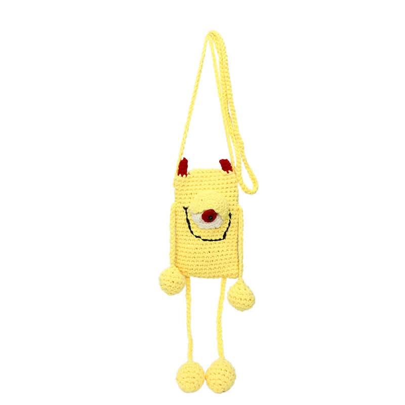 Cute Cartoon Crossbody Bag – Woolen Woven Mini Shoulder Bag