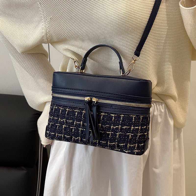 Classic Small PU Box Handbag – Casual Plaid Shoulder Crossbody Bag for Women