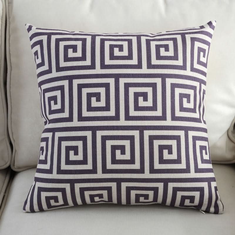 1 pc Mediterranean Sofa Cushion – Blue Square Pattern, Jacquard Cotton & Linenow