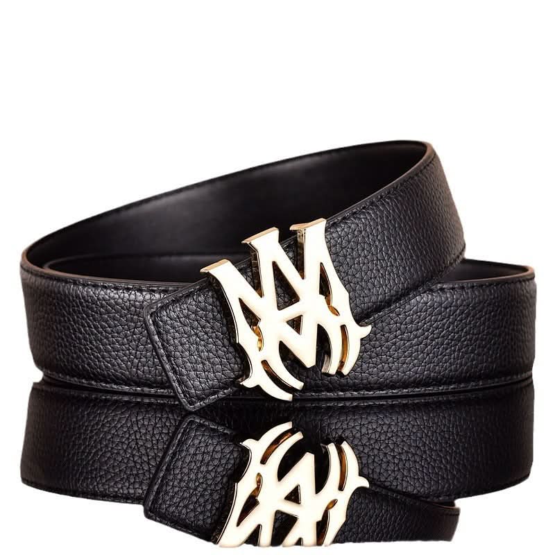 Men’s Leather Belt – Classic Litchi Pattern with Smooth Alloy Buckle