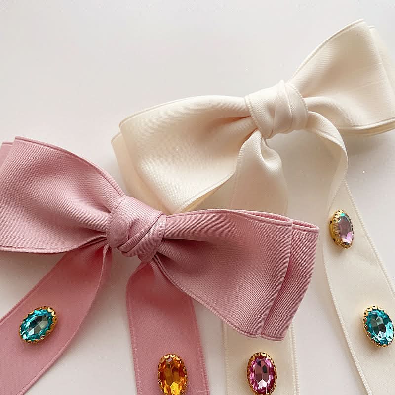 Double-Layer Bow Diamond Ribbon Hair Clip for Girls