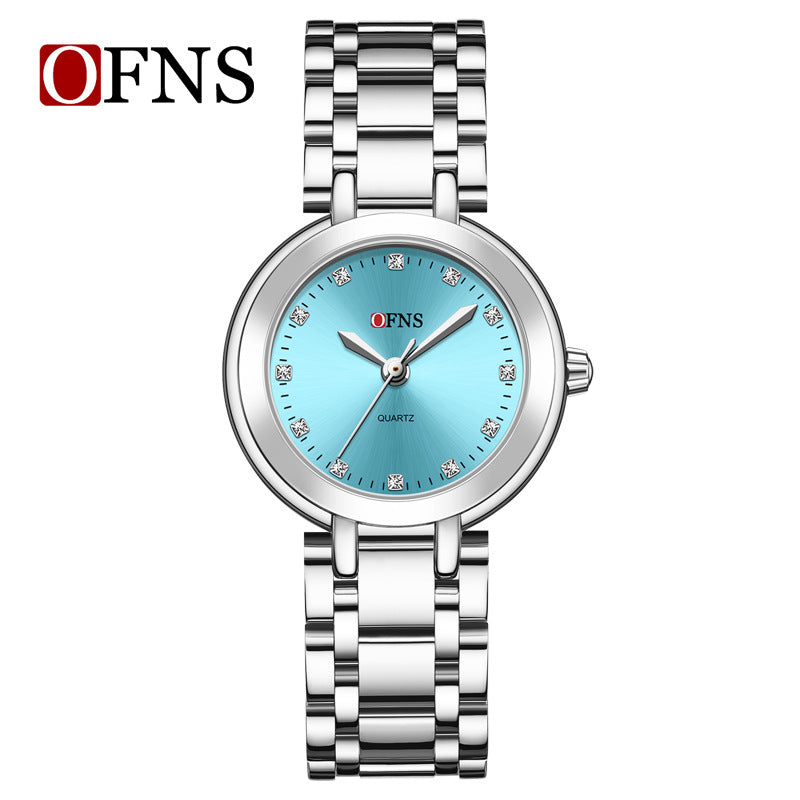 OFNS Diamond Round Pointer Dial Quartz Watch – Waterproof Business Watch for Women