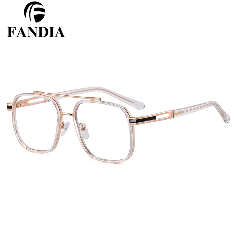 Men’s Polygonal Anti-Blue Light Glasses – Metal Double Beam Frame | Myopia-Ready