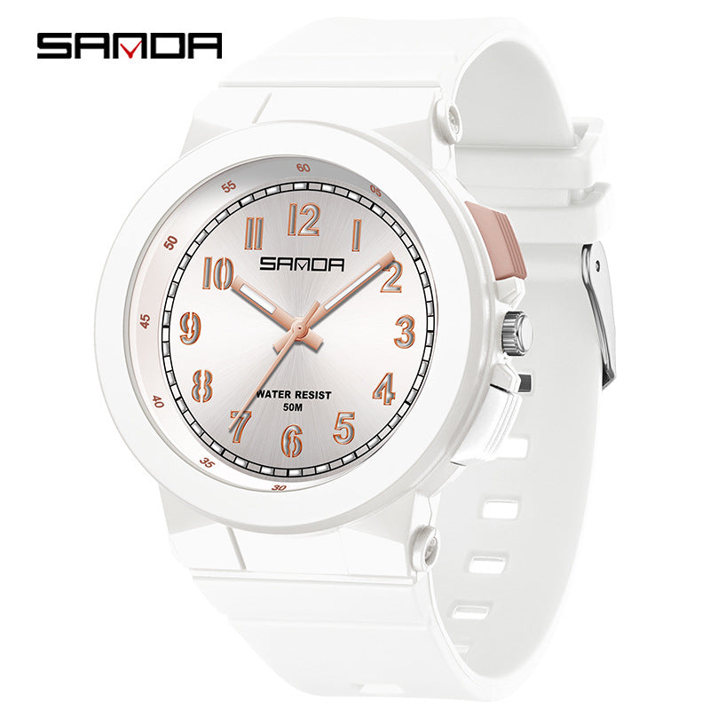 Sanda Colorful Light Watch – Waterproof Luminous Quartz Watch for Students and Kids