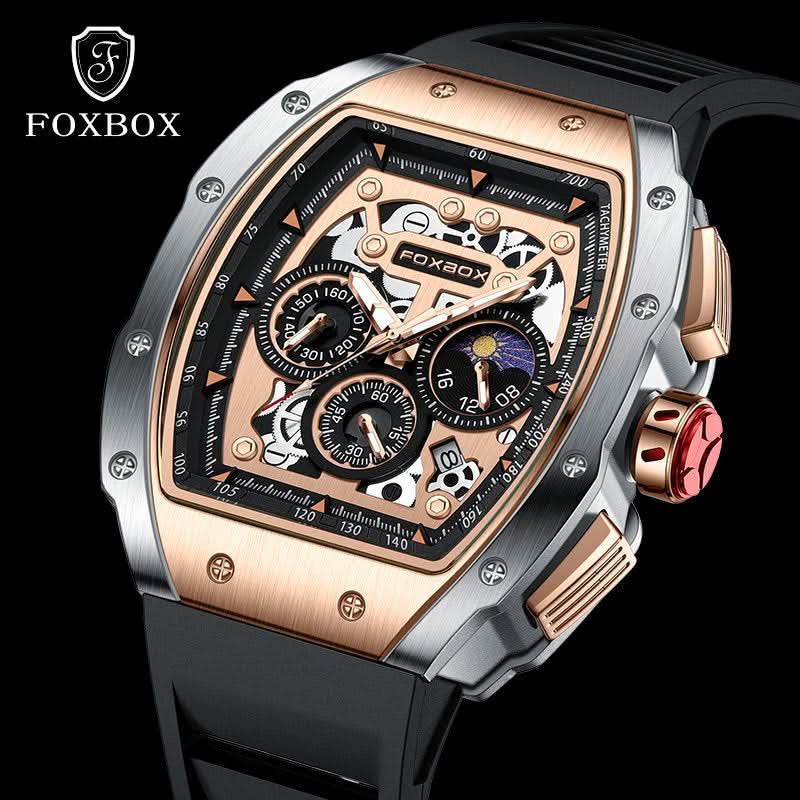 Men’s Multifunction Moon Phase Electronic Watch – Sport Barrel Dial