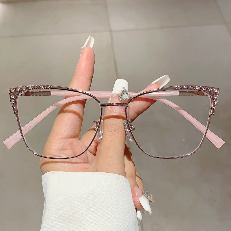Cat-Eye Anti-Blue Light Glasses for Women – Diamond-Accented Full Frame Eyewear