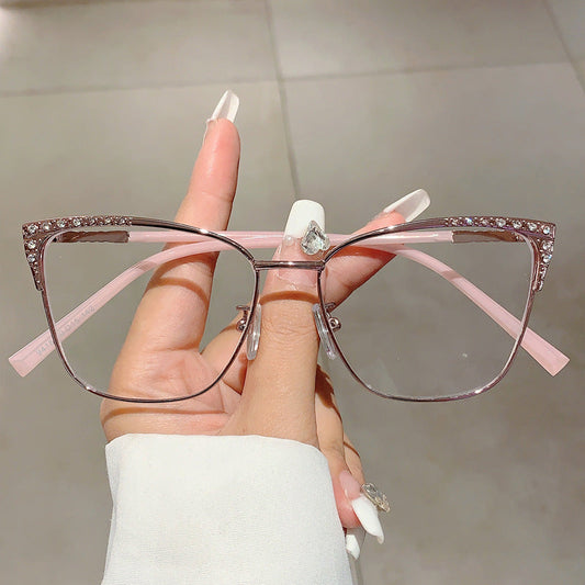 Cat-Eye Anti-Blue Light Glasses for Women – Diamond-Accented Full Frame Eyewear
