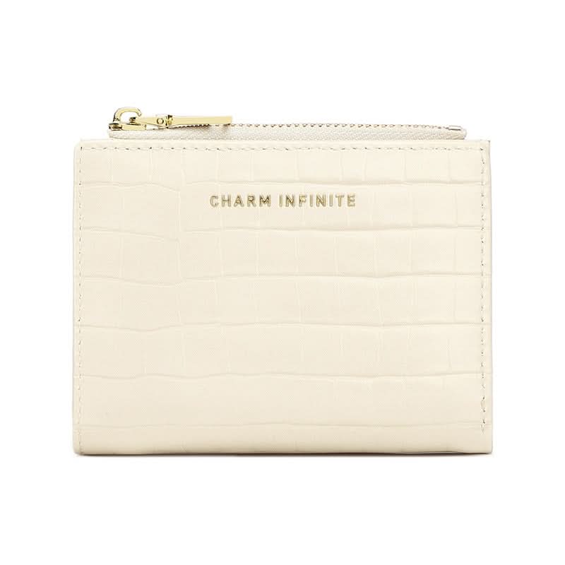 Women's Crocodile Pattern Leather Wallet – Compact Zippered Coin Purse