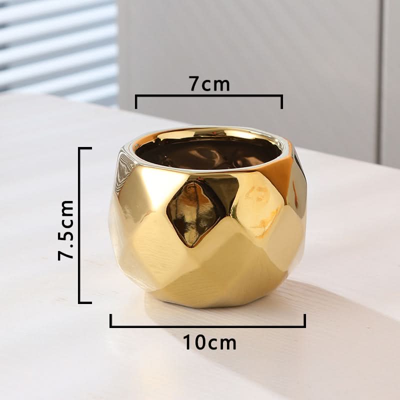Elegant Golden Ceramic Phalaenopsis Orchid Pot