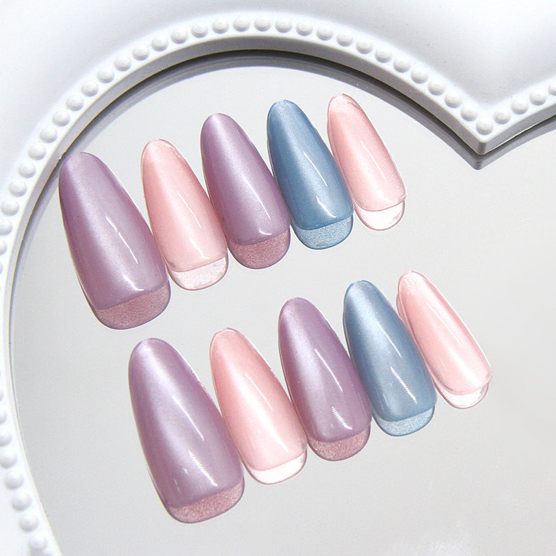 Rainbow Glass Press-On Nails – Handmade Detachable Almond-Shaped Nail Set