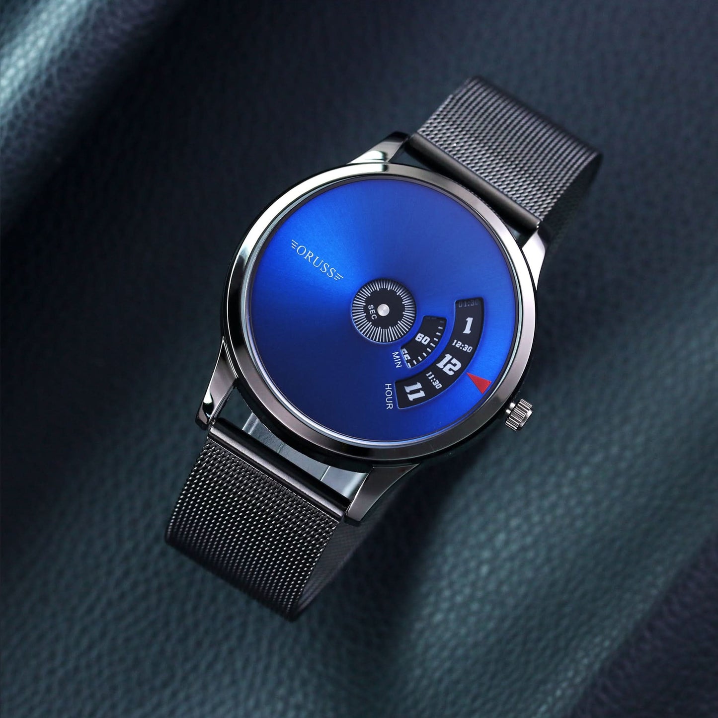 Men's Unique Dial Stainless Steel Watch - Mesh Strap