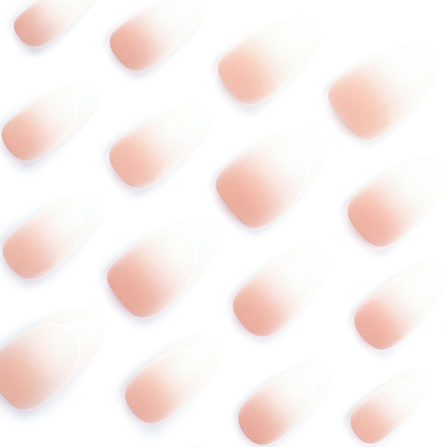 Matte French Almond Press-On Nails – Long Nude & White Minimalist
