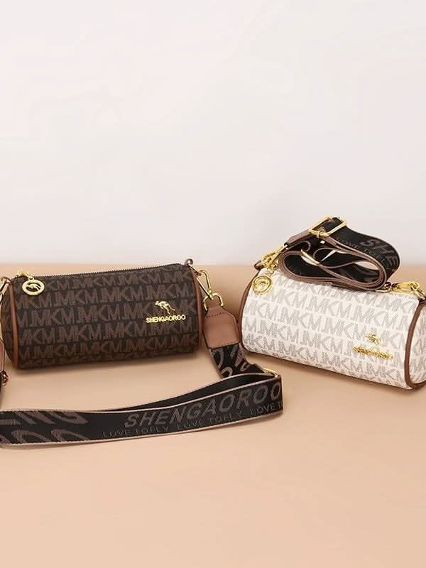 Women's Retro PU Leather Plaid Crossbody Bag – Chic Cylindrical Shoulder Bag