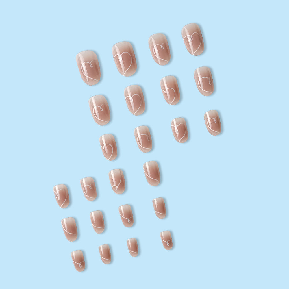 Nude Almond Press-On Nails with Swirl Design – Medium Acrylic Nail Set