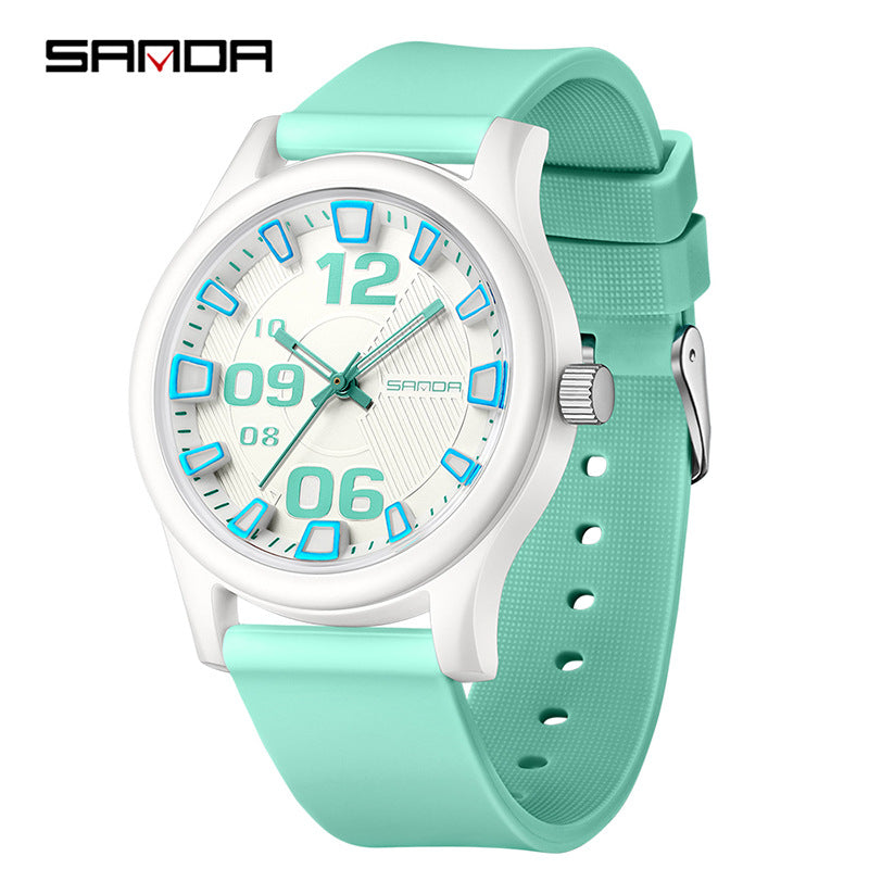 Sanda Kids Quartz Watch – Waterproof Contrast Color Silicone Student Watch