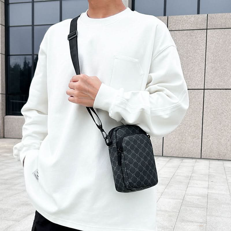Men’s Mini Crossbody Phone Bag – Korean Style PVC Shoulder Bag