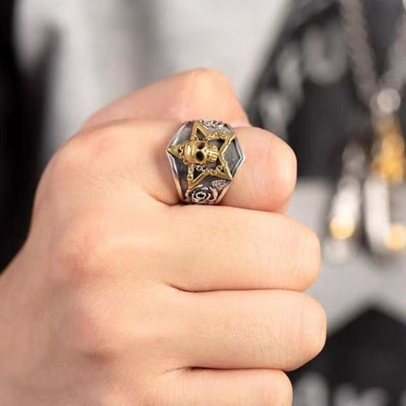 Punk Skull & Star Ring for Men – Retro Gothic Zinc Alloy Jewelry
