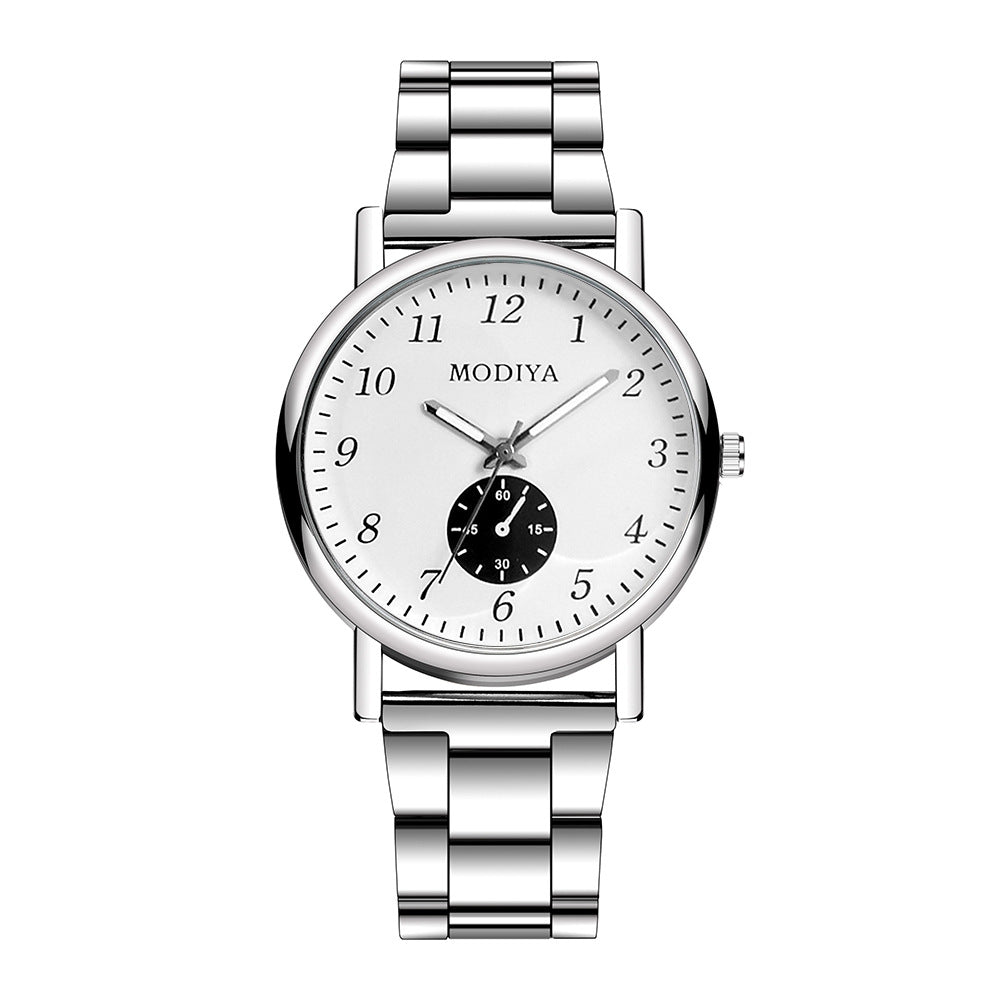 Men’s Casual Quartz Watch with Double Sub-Dials – Stainless Steel Strap