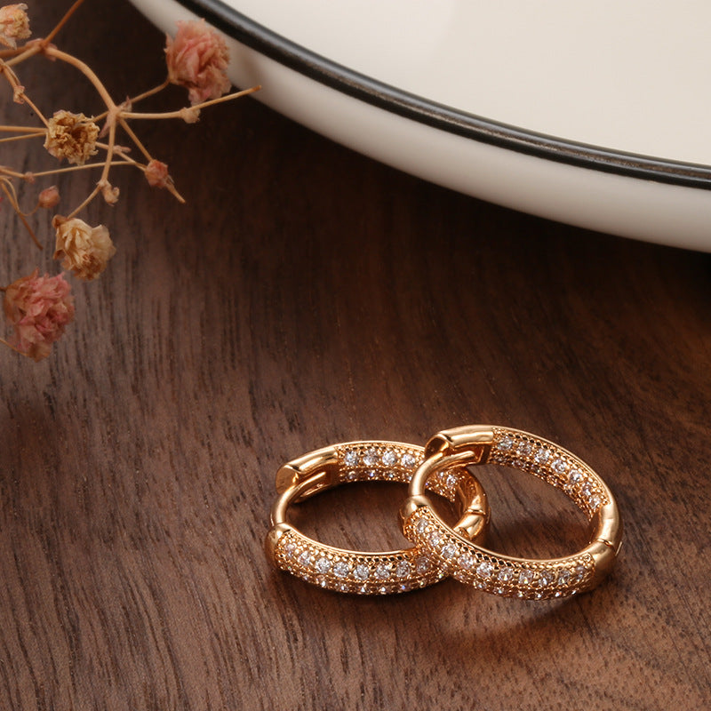 Rose Gold Zircon Earrings – Fashion Geometric Jewelry