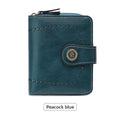 Women's Retro Short Wallet – Hollow Design PU Leather, Zipper & Buckle Closure