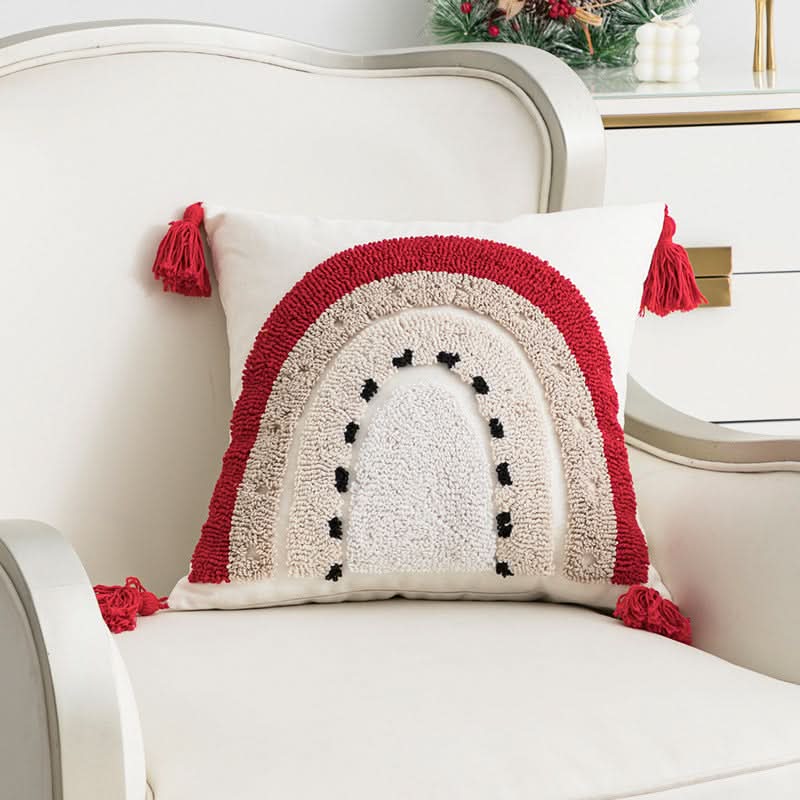 Christmas Embroidered Plaid Pillow Cover – 45x45cm