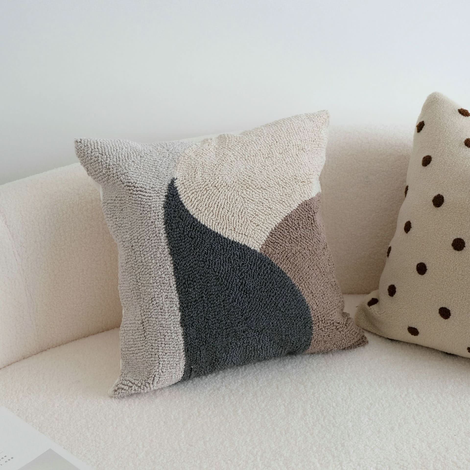 Loop Velvet Pillow - Simple Modern Geometric Contrast Color Waist Cushion