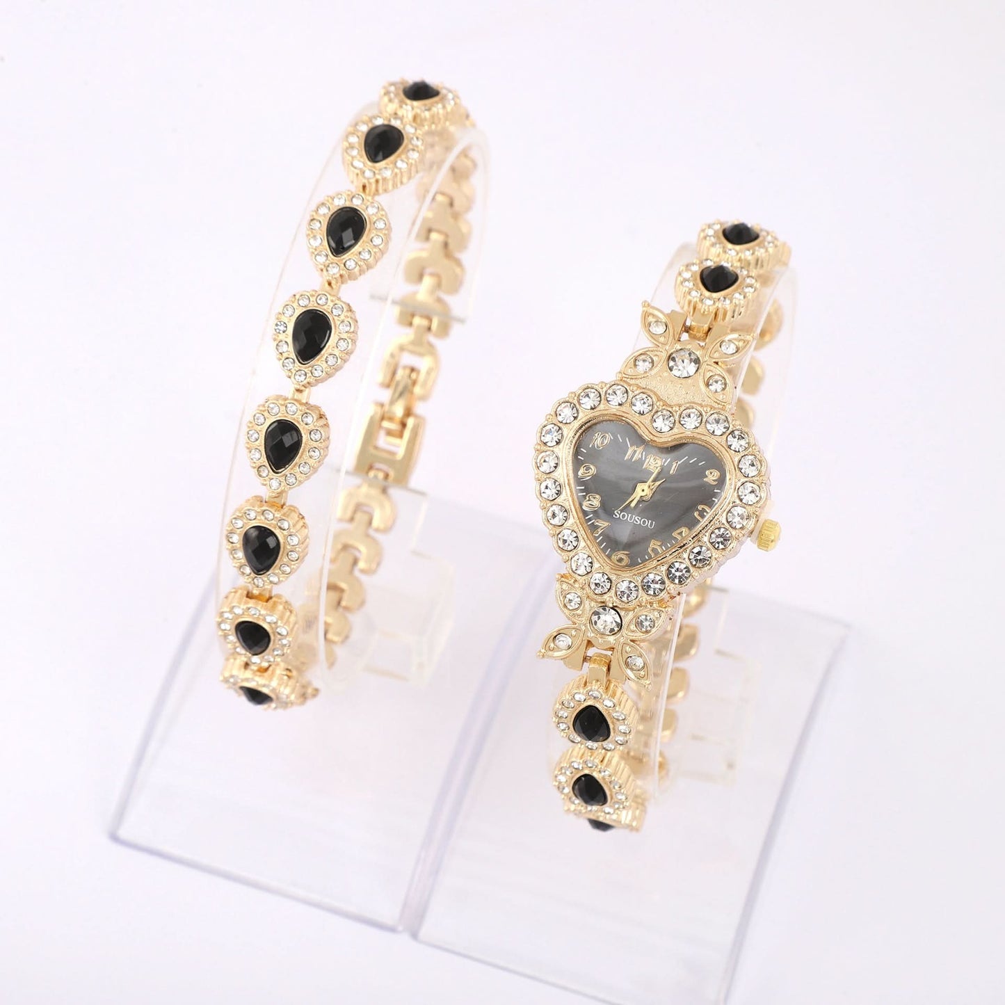 Luxury Heart-Shaped Diamond Bracelet Watch for Women