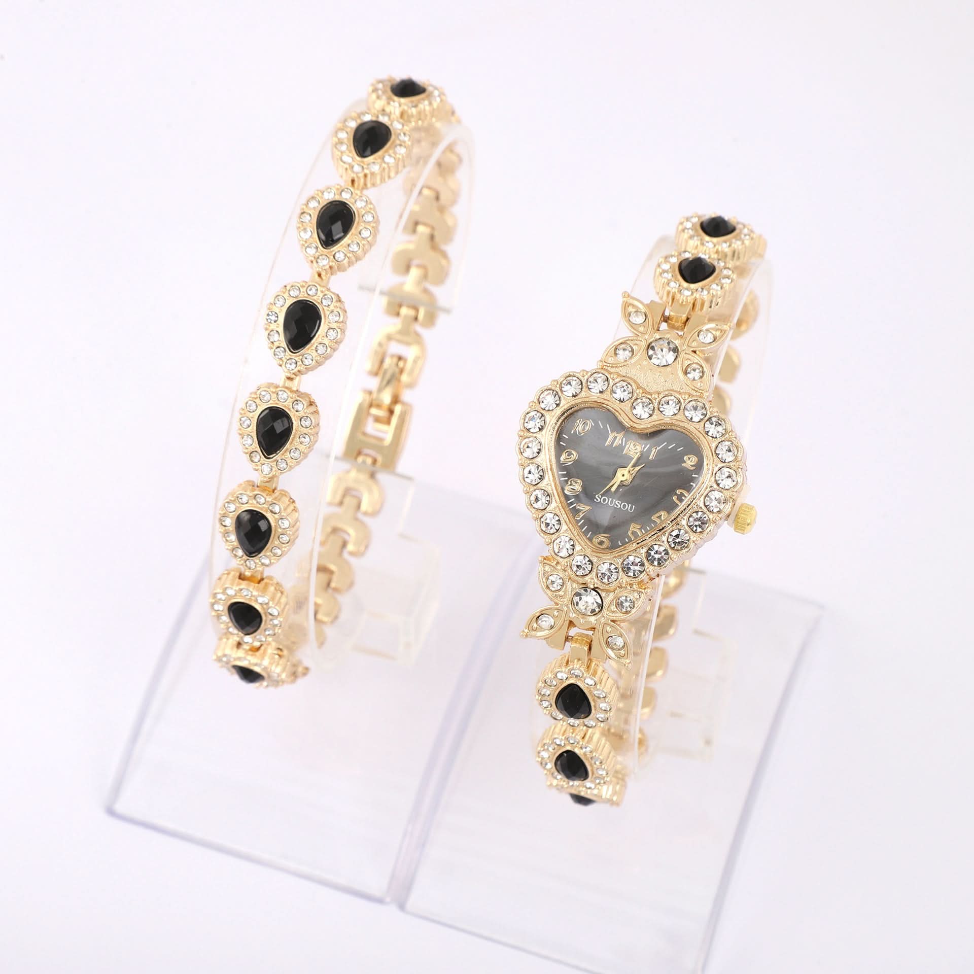 Luxury Heart-Shaped Diamond Bracelet Watch for Women